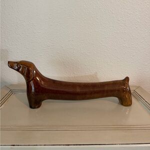 Vintage MCM Brown Dachshund Wiener Dog Art Pottery 13" Long Figurine